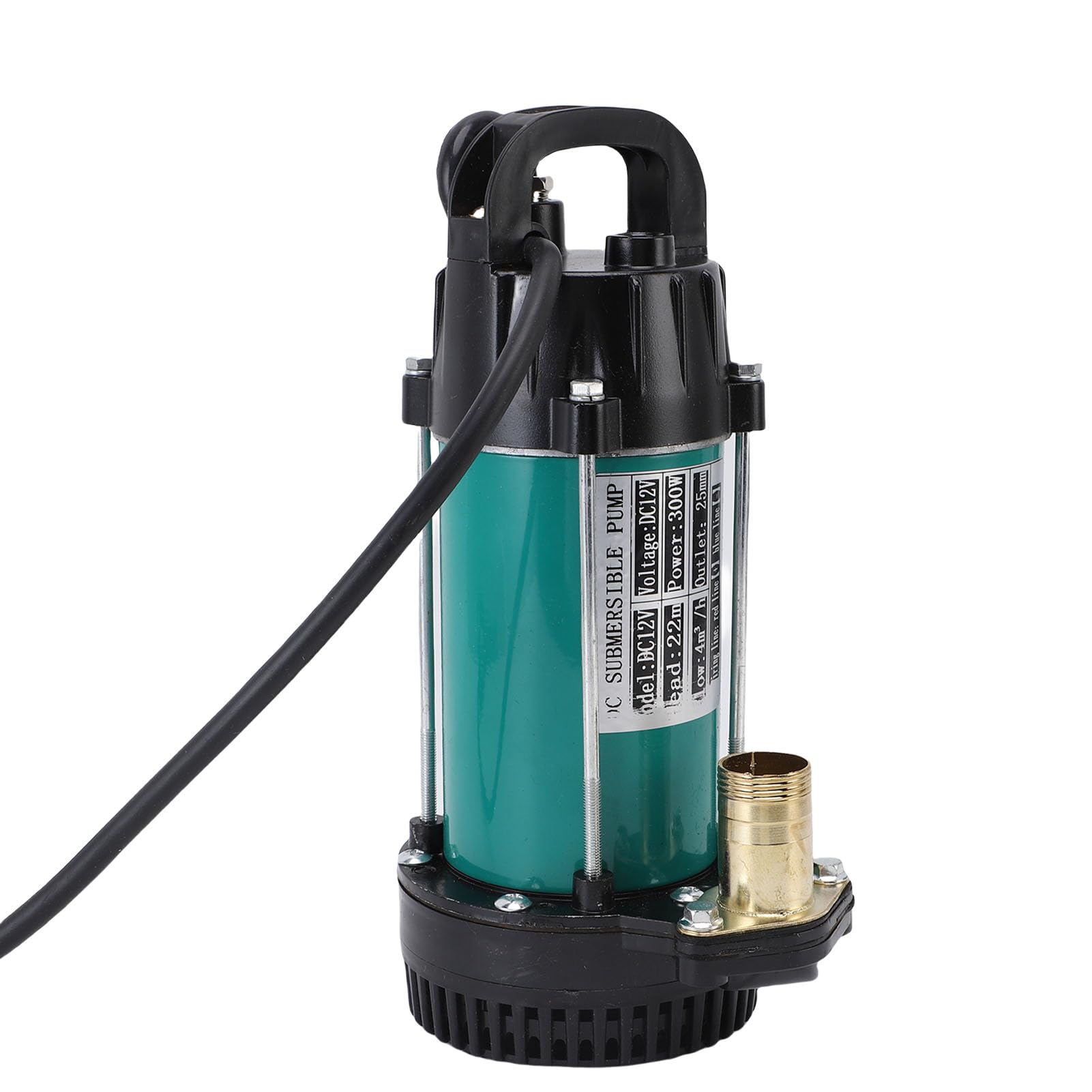 banapoy Bomba de Sumidero de 300W, Bomba de Agua Sumergible de Pozos Profundos con Cable de 23ft, 18Gpm, 1" Junta, para Estanque de Jardín, Piscina, Bañera de Hidromasaje, Sótano (DC12V)