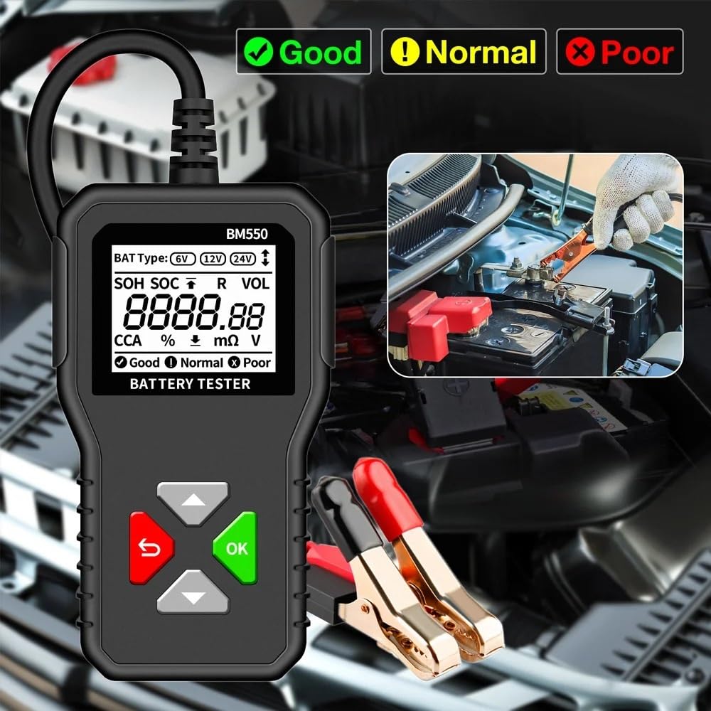 Testeur de batterie, Testeur de batterie voiture BM550 6 V 12 24 100-2000 CCA, système détect, analyseur automatique, outil PK KW208