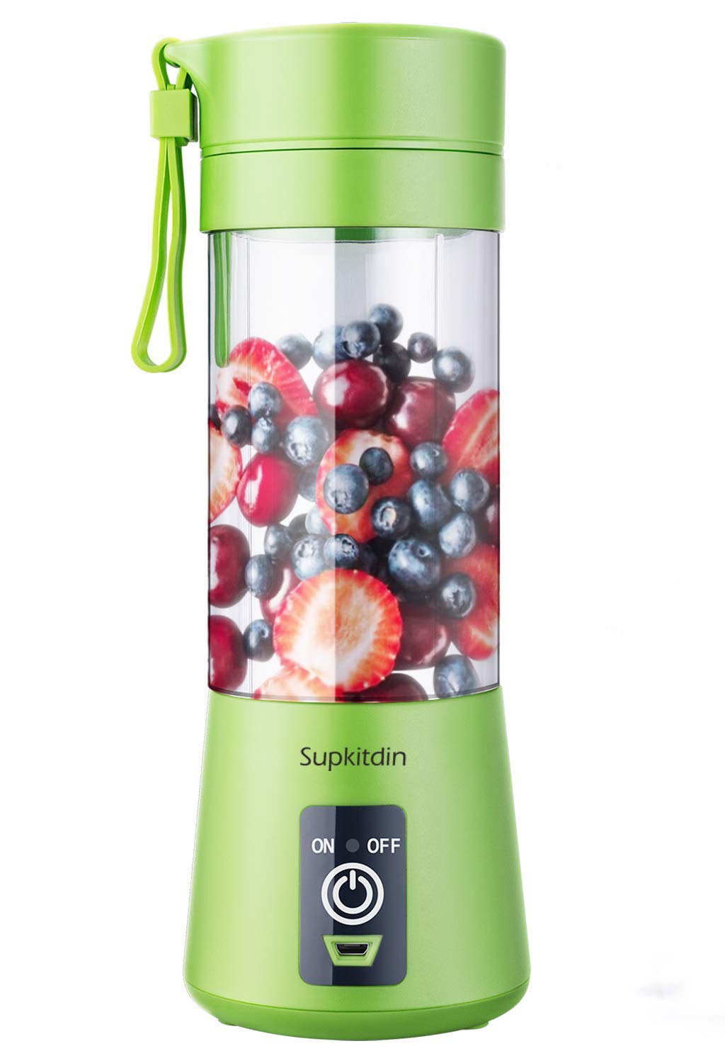 Showay feiXIANG Portable Blender, Personal Mixer Fruit Rechargeable With Usb, Mini Blender For Smoothie, Fruit Juice, Full-Face Mask, 380ml, Six 3D Blades For Great Mixing (Green)