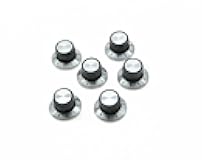 KAISH 6pcs Black with Chrome Vintage Guitar Amplifier Top Hat Reflector Knob Effect Pedal Knobs