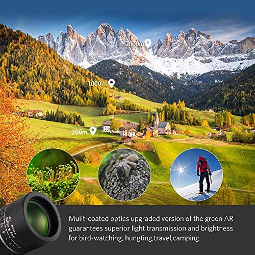 Monocular Telescope,16x52 Monocular Dual Focus Optics Zoom Telescope, Day & Low Night Vision- [Upgrade] Waterproof Monocular with Durable and Clear FMC BAK4 Prism Dual Focus for Bird - Thumbnail 5