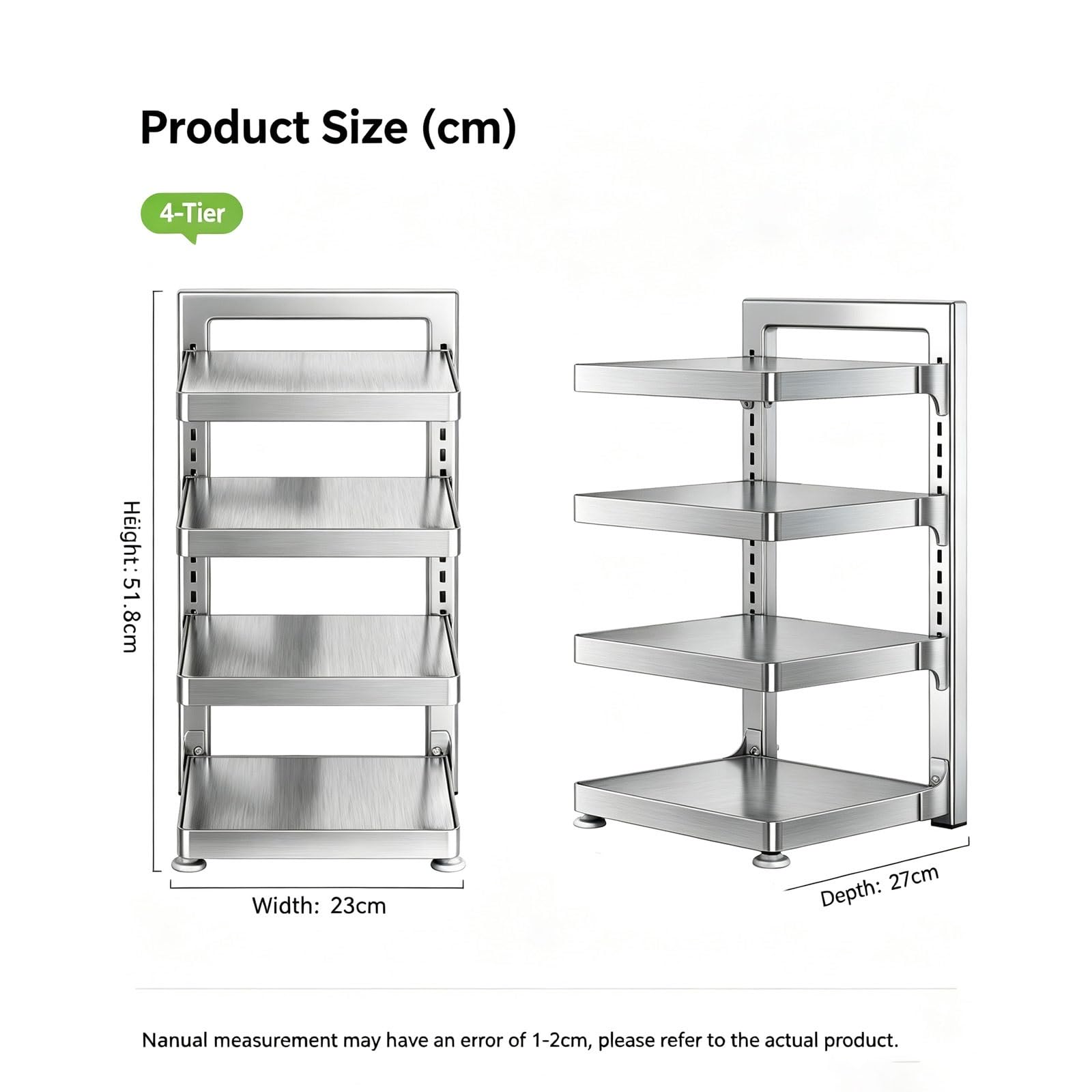 Unterschrank Organizer Edelstahl, Vorratsschrank Organizer Mehrstufig | Küchen Organizer Schrank Höhenverstellbar, Topf Organizer Hoch Belastbar, Schrankregal Abnehmbare Ebenen(4-Tier)