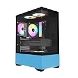 RAIDMAX i802 Vibe Compact ATX Gaming PC Case, 5X Fixed RGB Fans Pre-Installed, Panoramic Tempered Glass, High Airflow Mid Tower Chassis, Supports 320mm GPU & 240mm Radiator (Blue)