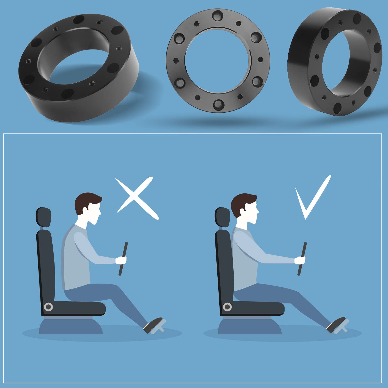 Distanziale Volante In Alluminio - Universale 6 Fori, Alza Di 1 Pollice, Comfort Guidatore - Foto 12