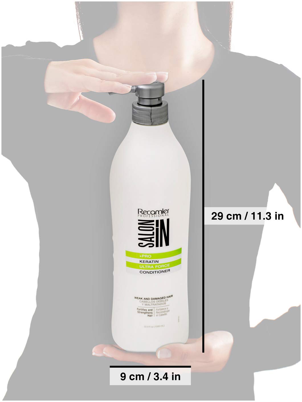 Salon In by Recamier | Keratin Ultra Force Hair Conditioner | Deep Repair & Hydration | 33.8 fl oz / 1000 ml