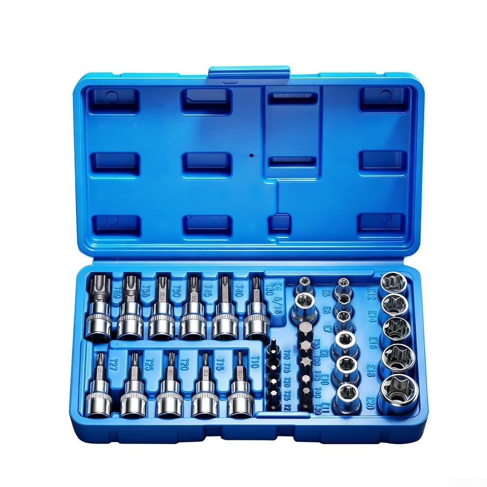 Juego de Herramientas 34 Piezas para acero CR-V con Carraca y Llaves Tubulares para Mecánica y Reparación de Automóviles Estuche ABS 22x12cm(34-Piece Set)
