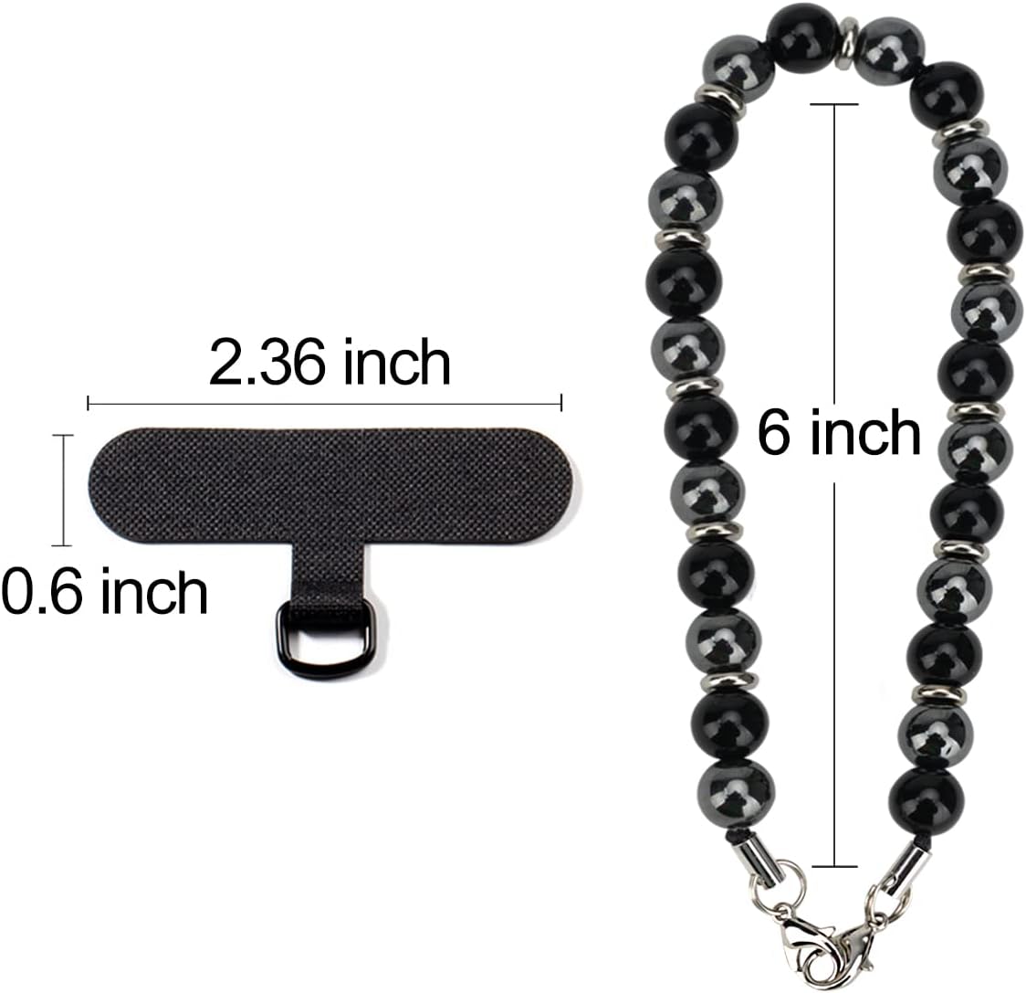 Marble Beaded Phone Wrist Strap, Cellphone Lanyard with Tether Tab, Hands-Free Wristlet Bracelet - Image 6