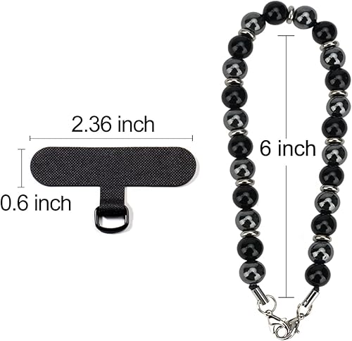 Miniatura 6 de Correa de muñeca con cuentas de mármol para teléfono, cordón para celular con pestaña de sujeción, pulsera de muñeca manos libres