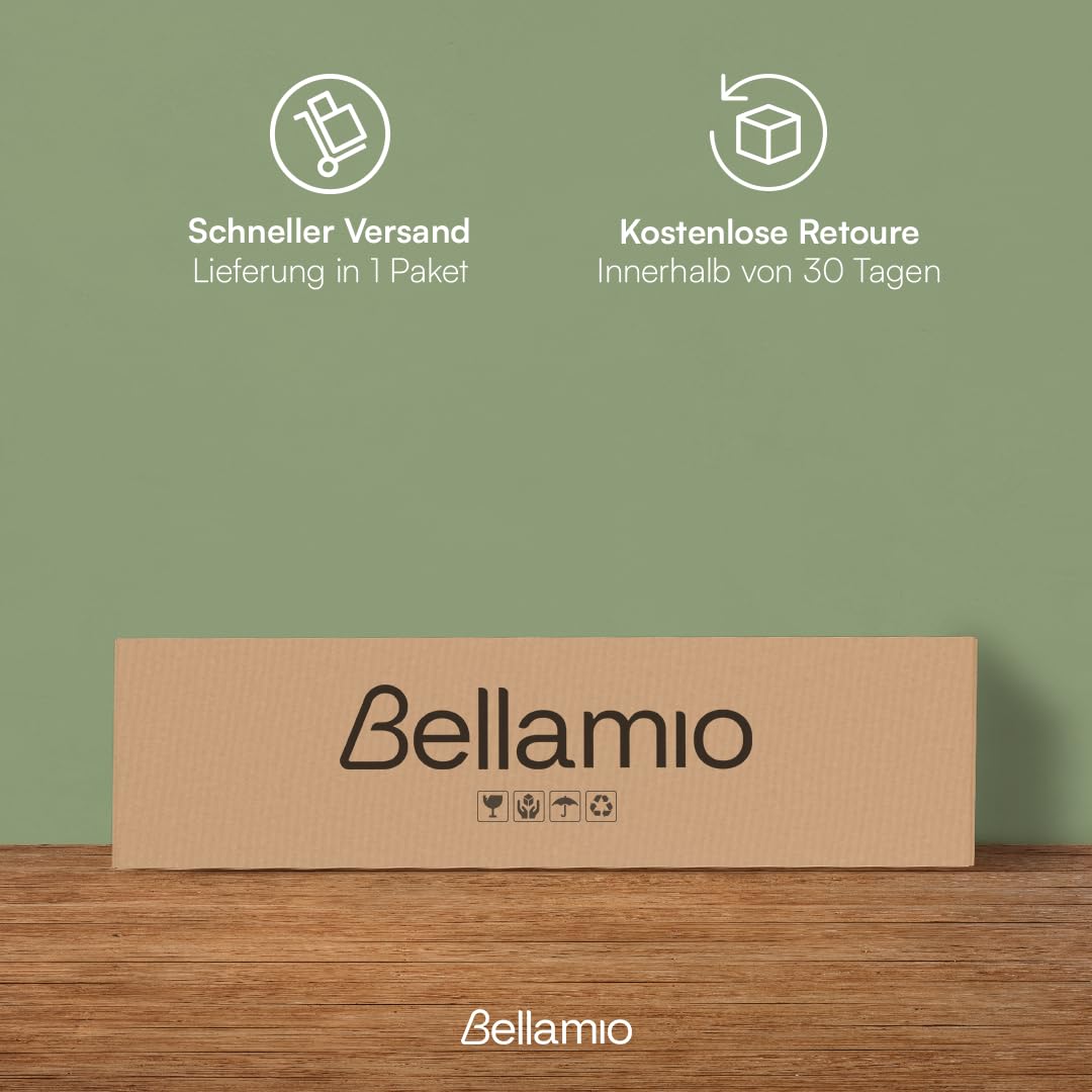 Bellamio Sava Garderobenpaneel – Flurgarderobe aus Bambus 110 x 25 cm – schmale Wandgarderobe mit 8 Kleiderhaken – Wandpaneel für Flur/Eingangsbereich/Schlafzimmer/Garderobe