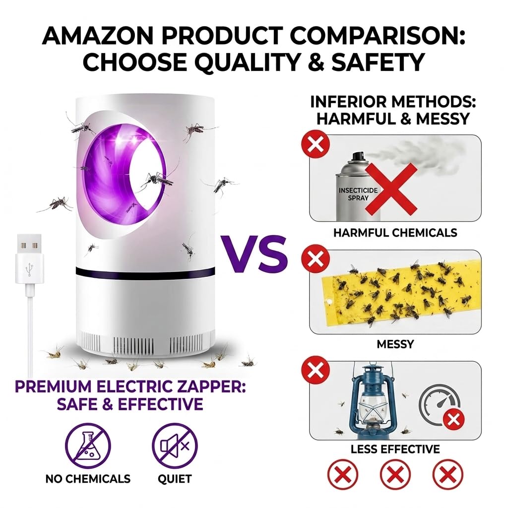 Lampada Antizanzare,Lampada per Zanzara 2026,Antizanzare Elettrico da Interno,USB Zanzariera Elettrica Portatile Antizanzare Lampada Interni con Luce UV,Alto-efficiente Trappola Zanzare Anti Insetti