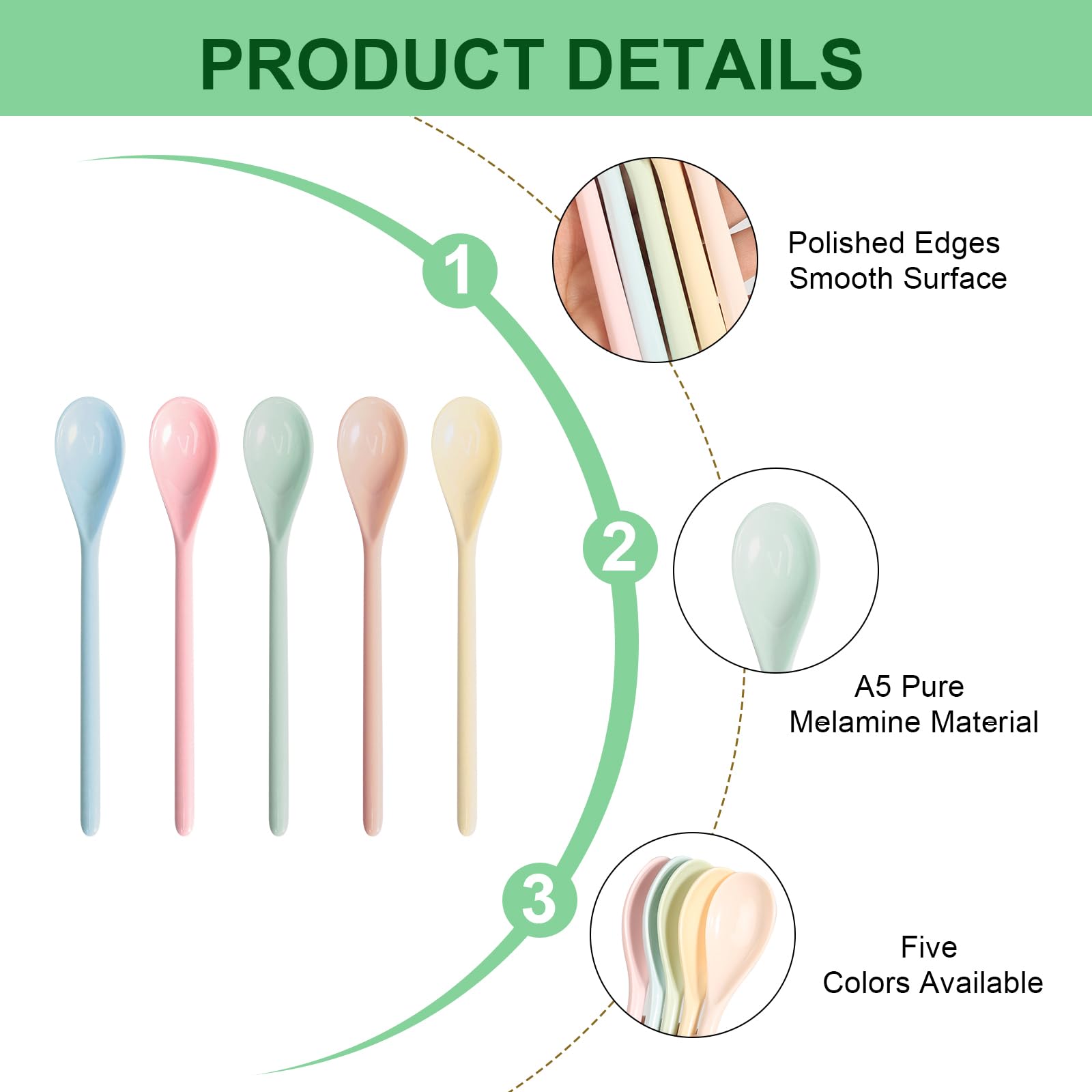 5x Bunte Plastiklöffel - Wiederverwendbar Mit Langem Stiel