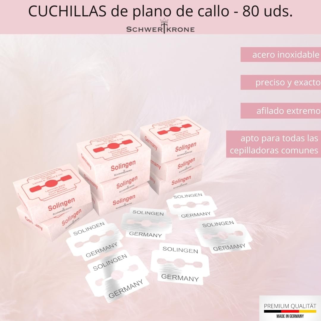 Schwertkrone Cuchillas de cepillo para callos 80 piezas hojas profesionales para callos, hojas para cortacallos, rascador de pies, cuchillas de acero inoxidable pedicura