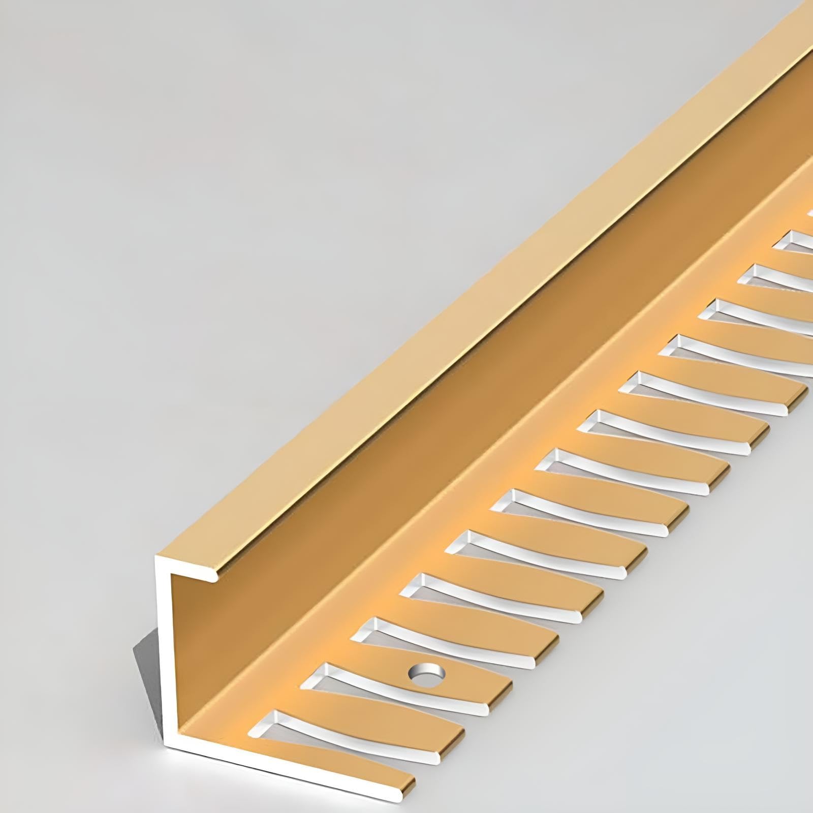Protección De Bordes para Suelos Tiras De Moldura Flexibles En Forma De C Perfil De Junta 90 Cm* 3 Piezas para Un Acabado Sin Costuras En Baldosas(Gold,H:12.5MM)