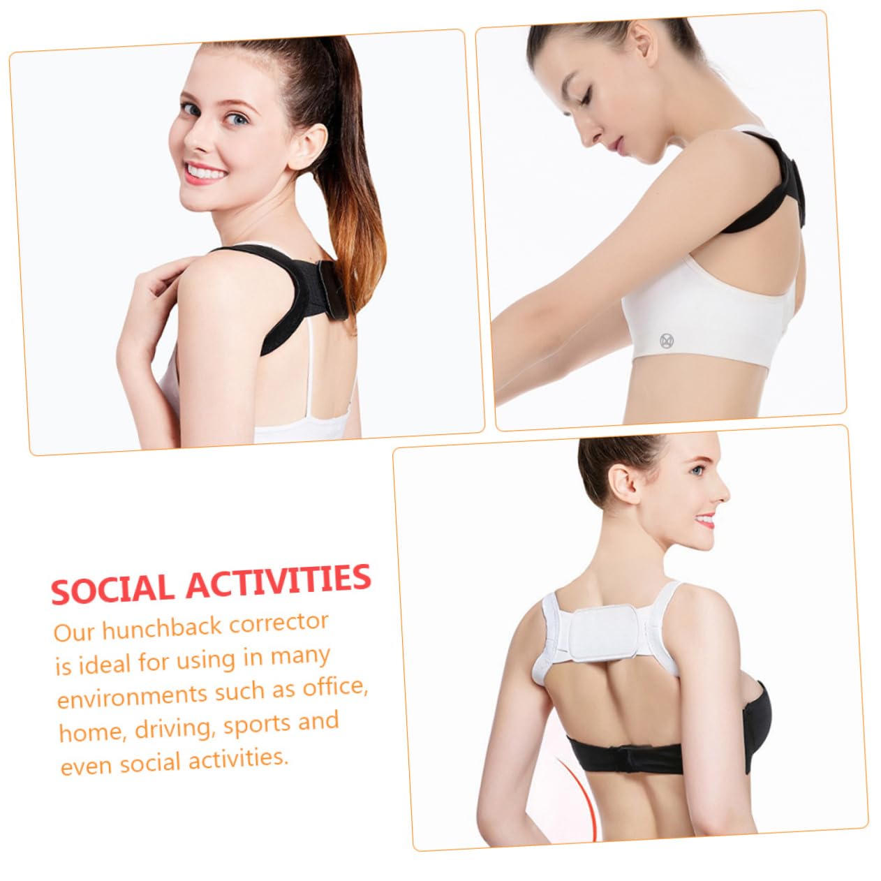 2pcs Hunchback Corrector and Back Support Belt for Adults Posture Trainer Black White Comfortable Design for Improved Standing and Sitting Posture