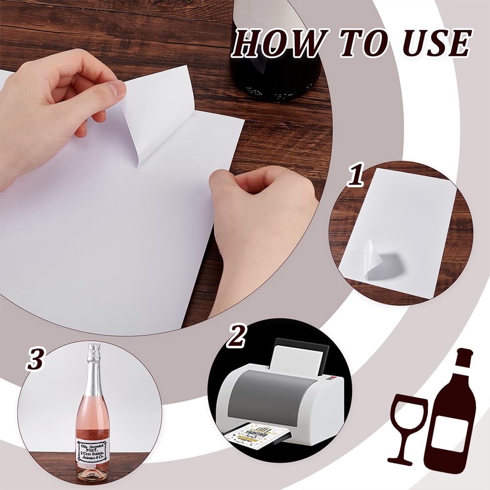 PH PandaHall 400pz Etichette Adesive per Bottiglie di Vino Bianco Etichetta Vino Vuote, 10.5x5.8cm Etichetta Adesive Rettangolari per Bottiglie di Marmellata Lavori Manuali Confezioni Regalo