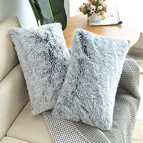 Image of Lumbar Faux Fur Throw Pillow Covers for Couch Decorative Pillows 12x20