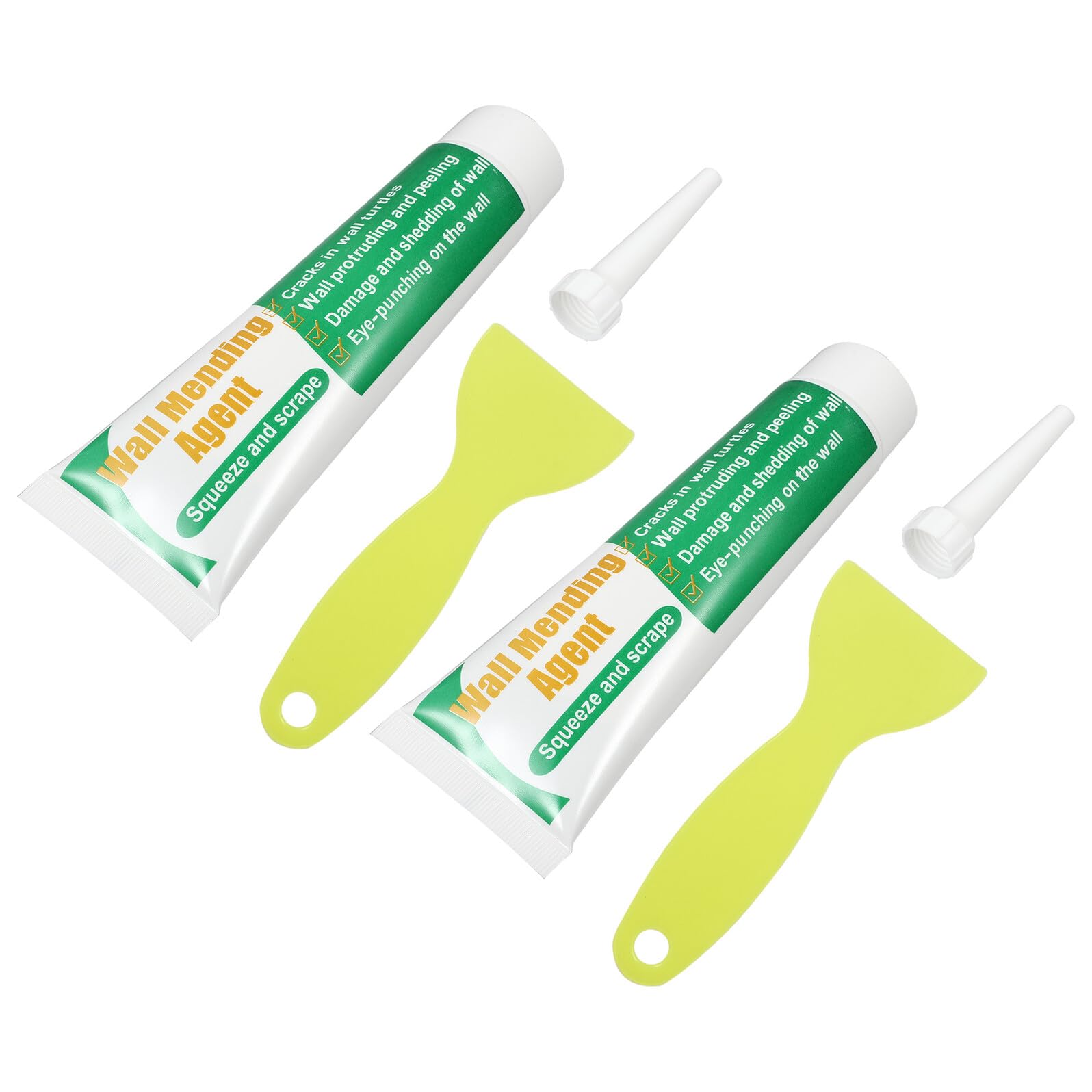 Kit Riparazione Pareti Verde 2 Set, Stucco per Crepe e Buchi | Spatola Inclusa, Pasta Plastica Riutilizzabile, per Superfici Spelate e Ritocchi Rapidi