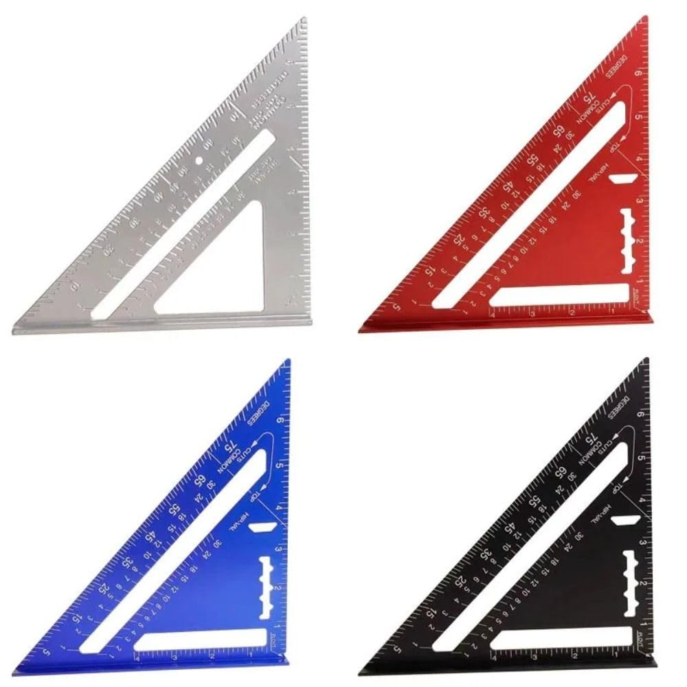 7 Inch Triangle Ruler Aluminum Alloy Carpenter Tool with Metric and Imperial Markings for Woodworking and Construction - Image 2