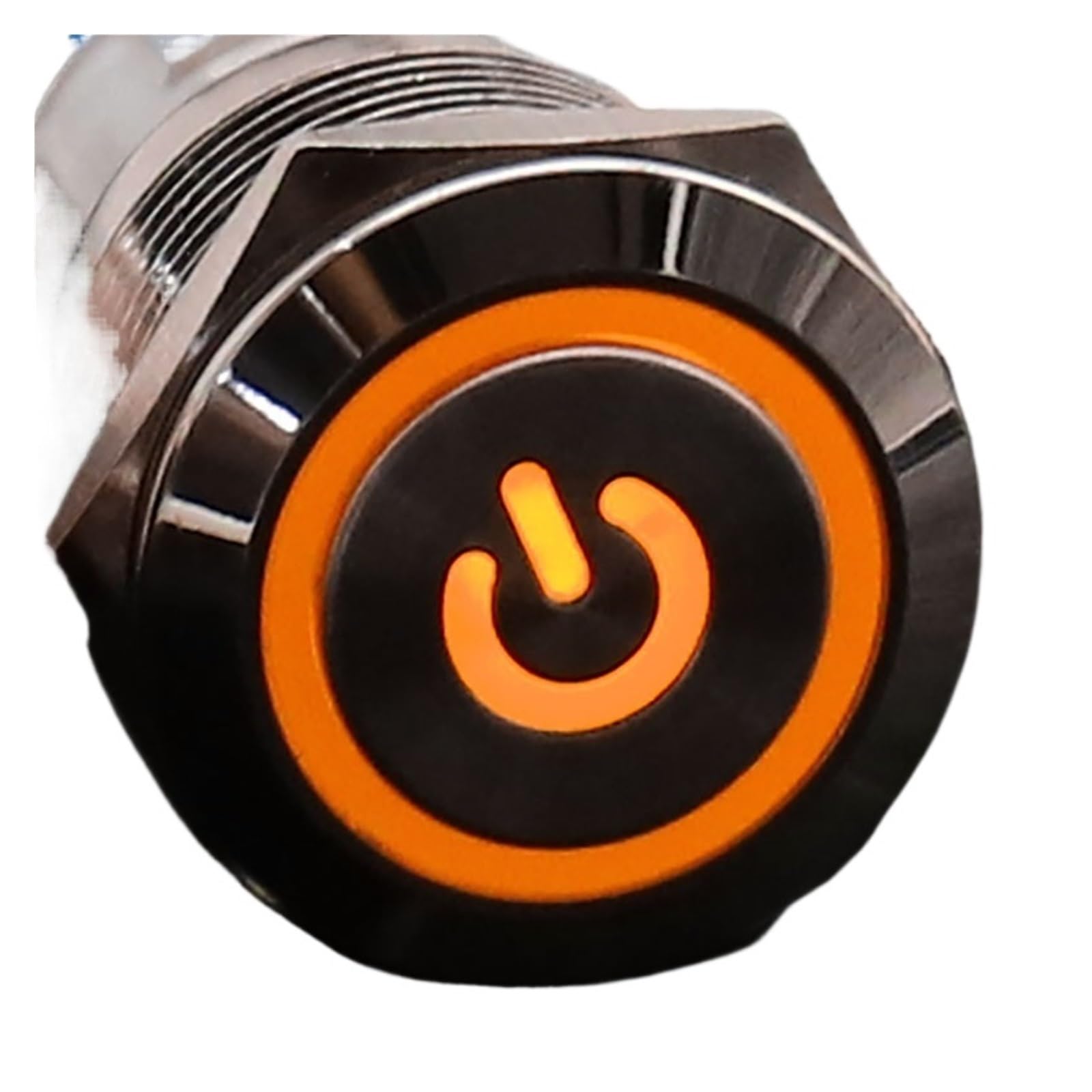 Interrupteur bouton métallique 19mm étanche orange 6V auto-réinitialisation - 8