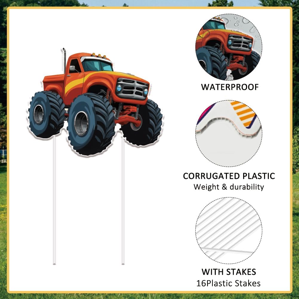 SUPERDANT 8Pcs All Terrain Vehicle Yard Sign with 16 Stakes Boy Party Lawn Decorations Motor Vehicles Party Waterproof Sign Yard Outdoor Lawn Decorative Sign for Garden Lawn Decoration