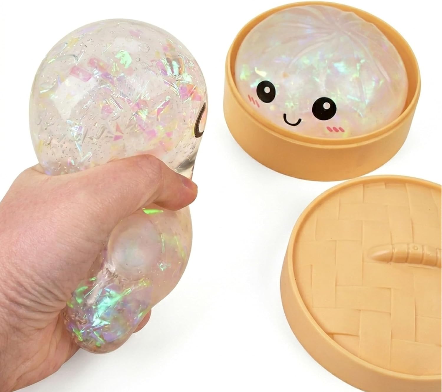 Glitter Dumpling, Glitter Dumpling Squishy Box, Dumplings Squishy - Soft Squeeze Decompression Dough (White 1PC)