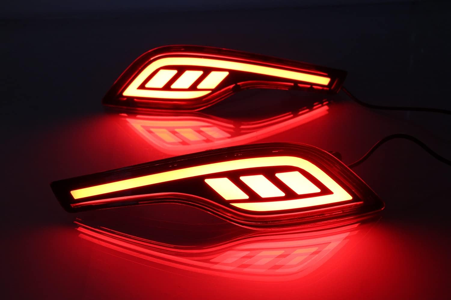Red LED Rear Bumper Reflectors Fog Brake Rear bumper lights Tail Light Lamps Kit for 2019 2018 2017 Honda CRV CR-V Accessories (Two Functions)