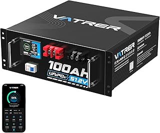VATRER POWER 48V 100AH Lithium LiFePO4 Battery, Built-in 100A BMS, with Touchable Smart Display & Mobile APP, Max. 5120W Power Output, 5000+ Cycles, Perfect for Solar & Off-Grid Applications