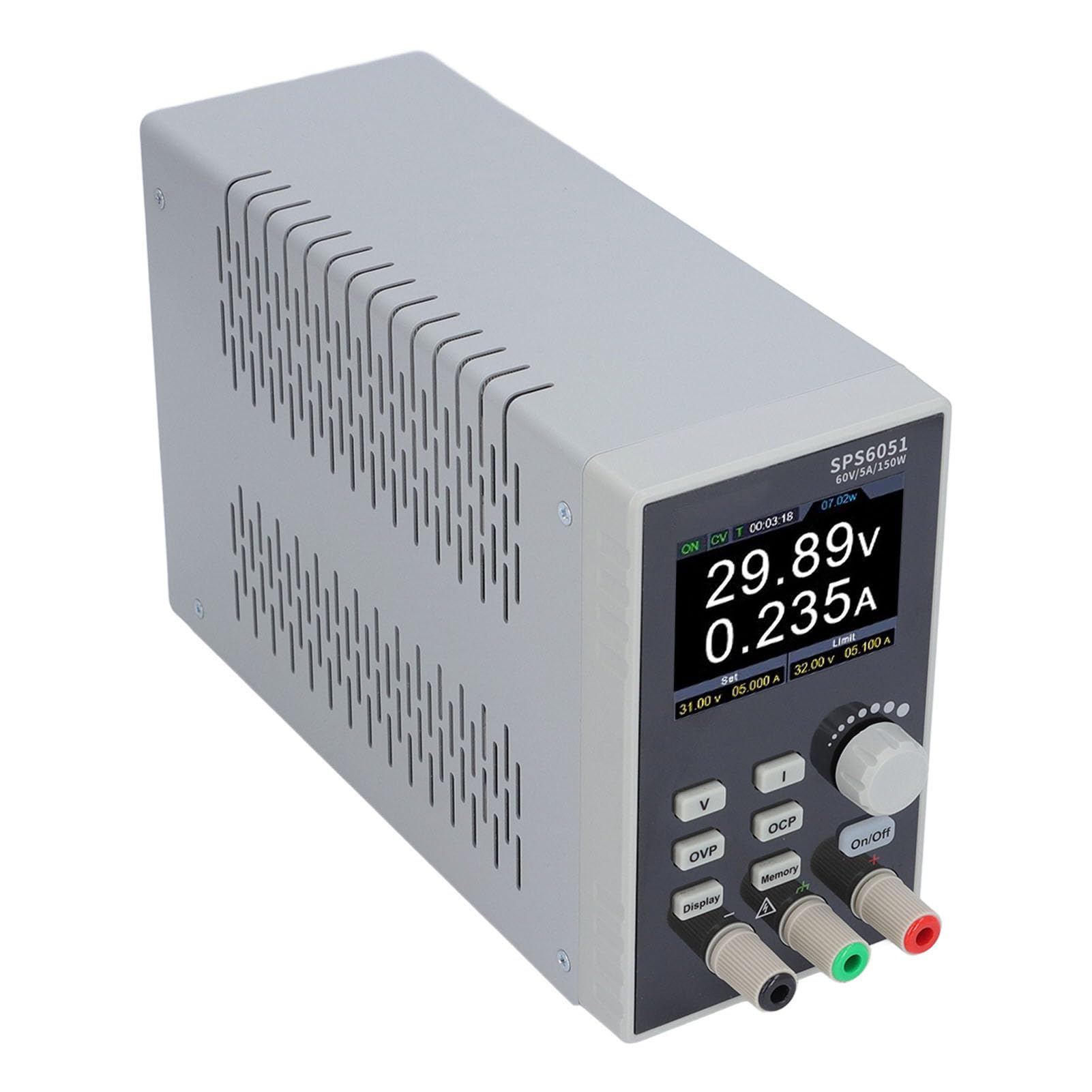CHICIRIS Zasilacz Prądu Stałego, Programowalny Zasilacz Laboratoryjny Bez Wentylatora 60 V 5 A 150 W, Wyświetlacz LCD 2,8 Cala Interfejs USB do Testowania Elektronicznego (Wtyczka UE 1500 W)