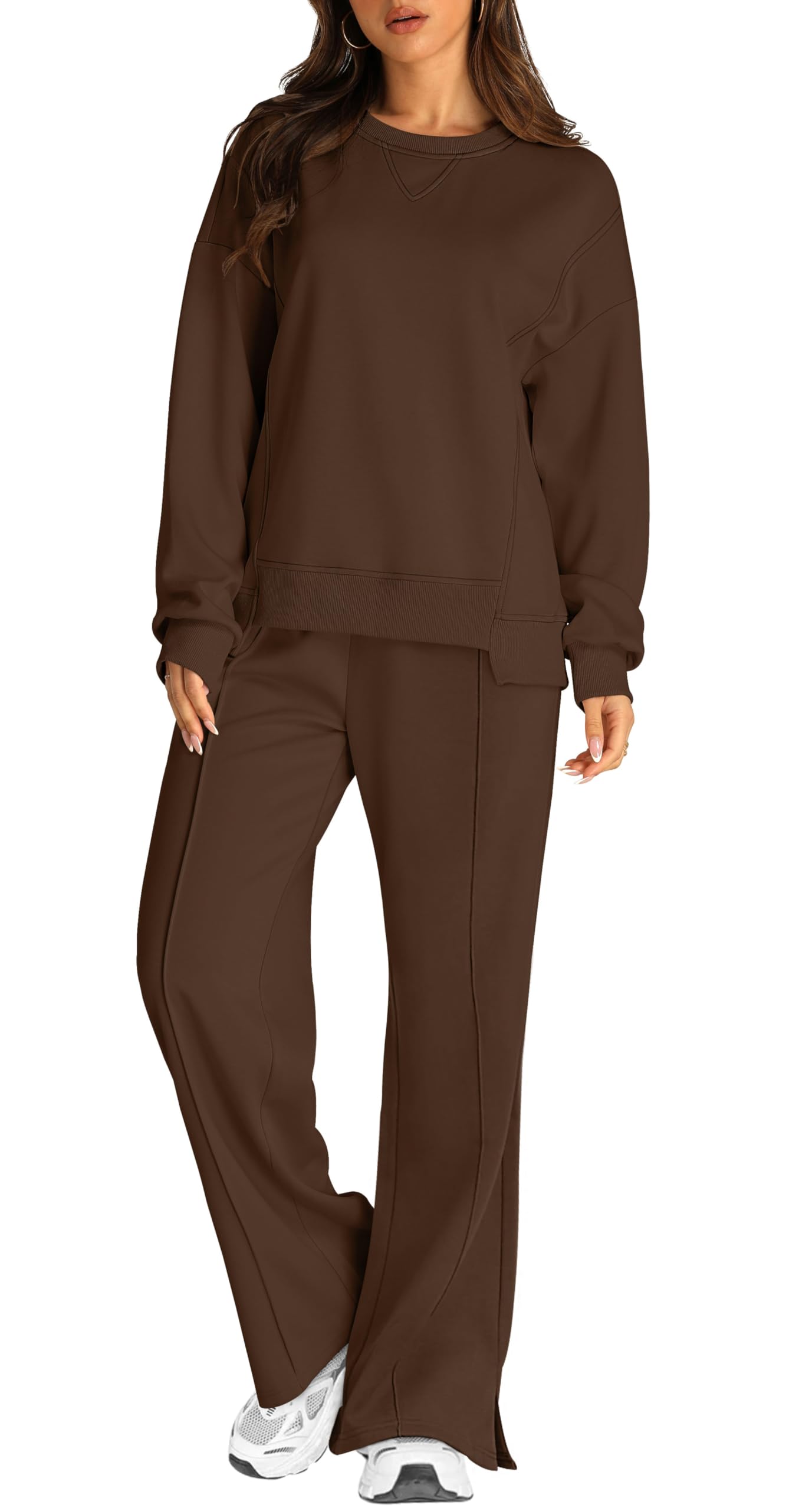 RUBZOOF Tuta da donna a 2 pezzi, a maniche lunghe, oversize, abbigliamento sportivo