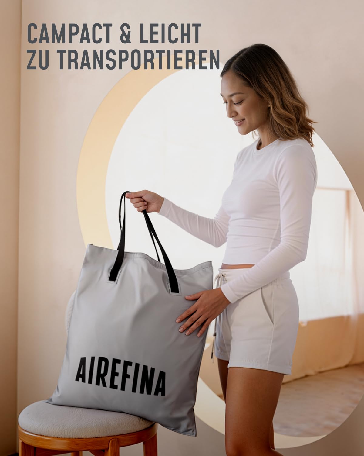 Airefina Luftbett 2 Personen, Luftmatratze Selbstaufblasend mit Integrierter Pumpe, Aufblasbare Matratze in 3 Minuten, Luftbett für Camping &Heimgebrauch, Langlebig Gästebett -203 x 152 x 46cm