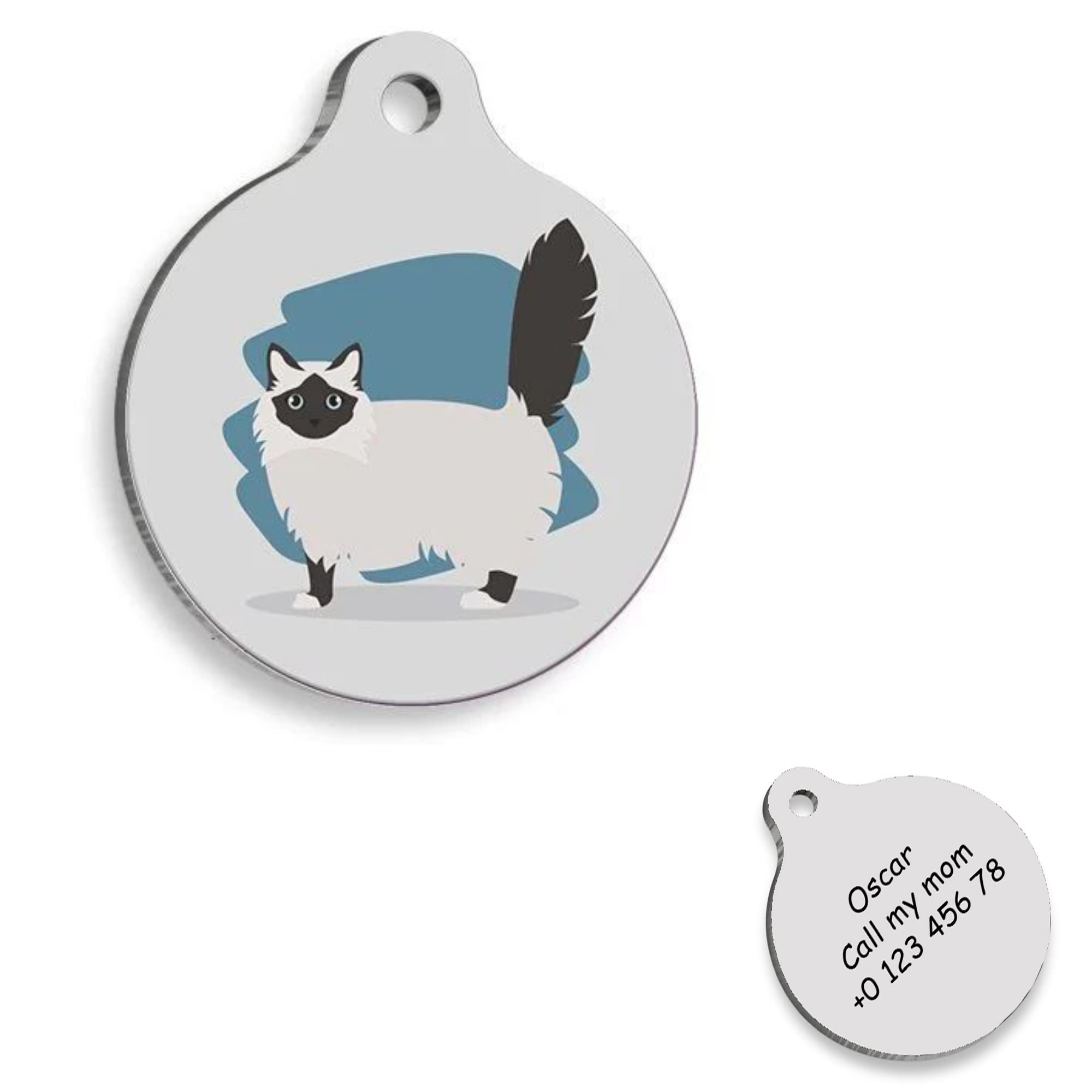 Balinese Cat id Tag Heart - Cat Personalized Dog Tag - Cat Custom Name Tag - Customized Pet Tags - Cat Name id Tag for Dog - Cat Name Tag