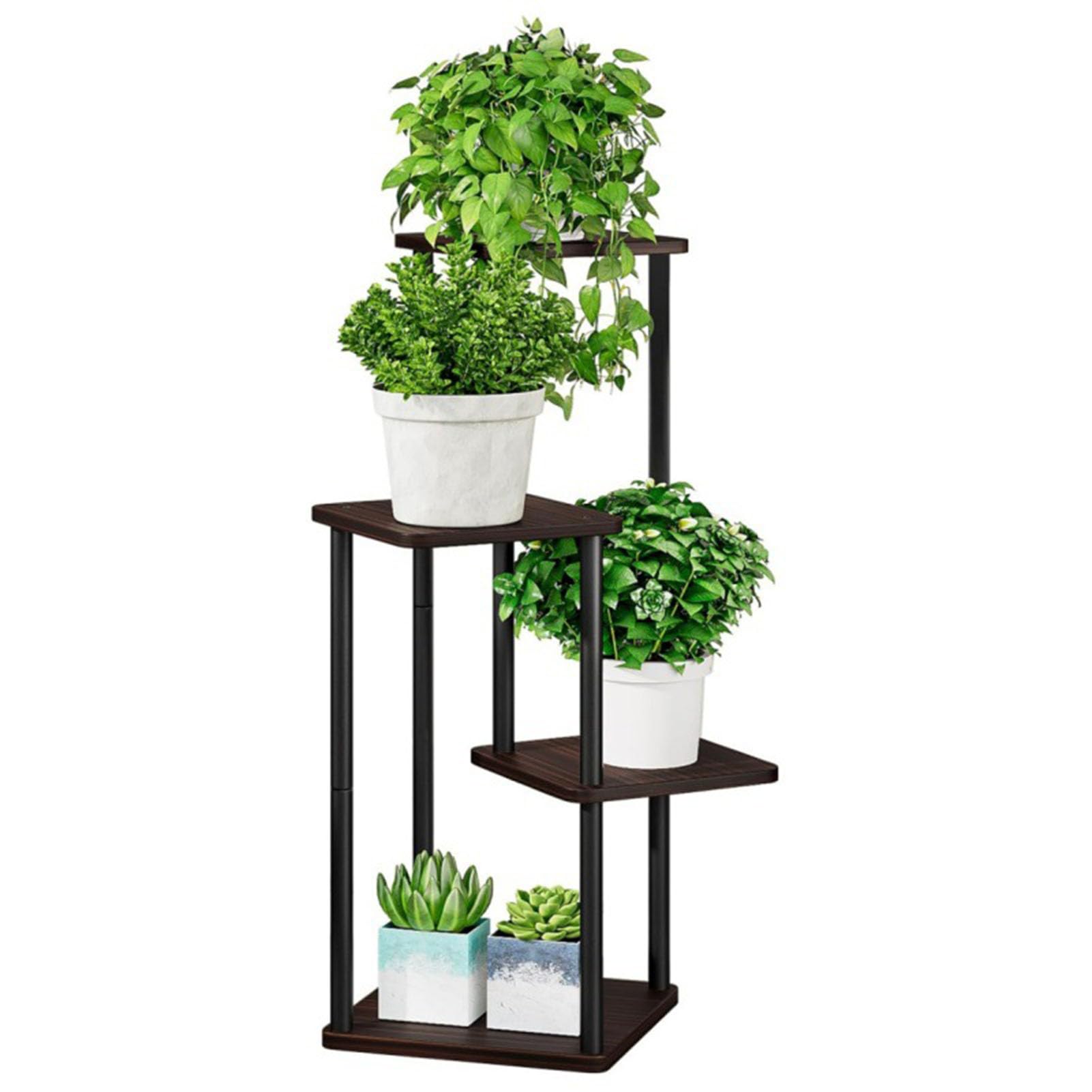 4 Tiered Tall Plant Stand for Indoor, Wood Plant Shelf Corner Display Rack