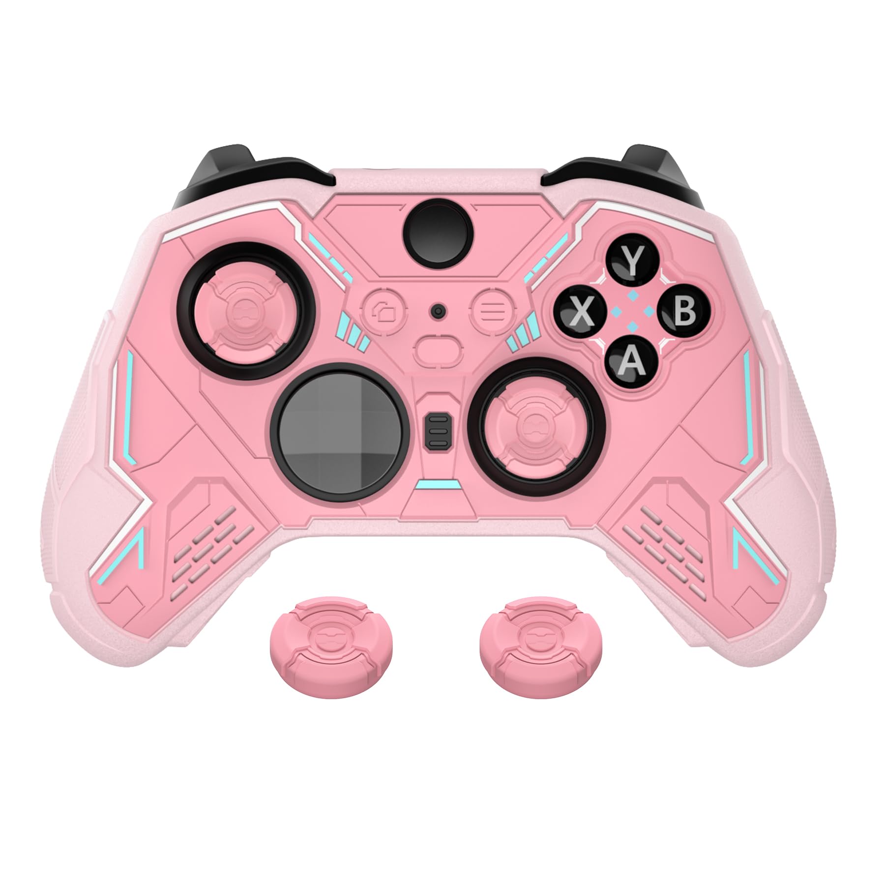 playvital Coque Manette pour Xbox Elite Series 2 Core avec Capuchon Joystick & Autocollant,Housse Silicone pour Xbox Elite Series 2 Controller Procetive Case-Rose Pêche & Rose Fleuri,Mecha Stellaire