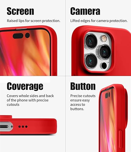 Miniatura 4 de GOOSPERY Funda de silicona líquida compatible con iPhone 14 Pro (6.1 pulgadas), suave y sedosa al tacto, protección de cuerpo completo, a prueba de