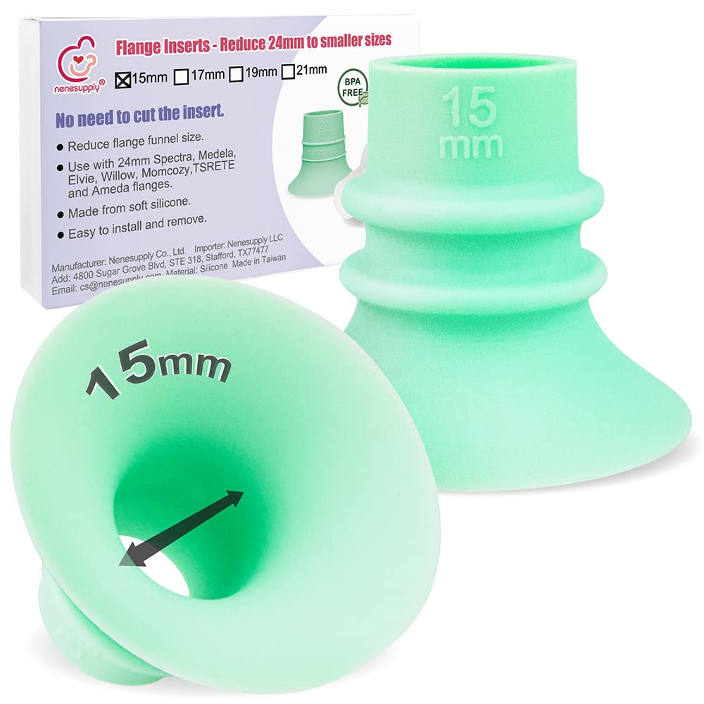 Nenesupply 2nd Generation 15mm Flange Inserts Compatible with 24mm Flange of Elvie Stride Spectra Momcozy Willow Reduce 24mm to 15mm Not Original