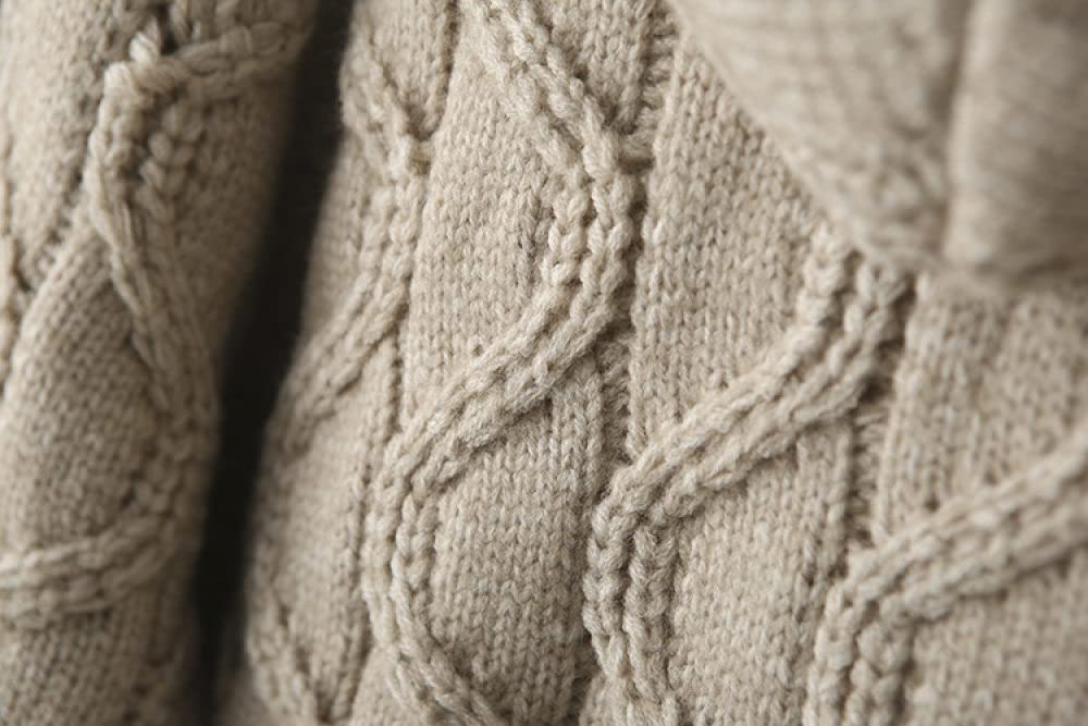 EIBA Cardigan Mujer,Cárdigans De Punto con Capucha para Mujer Vintage De Longitud Media Gris Raya Ondulada Botón Jacquard Suéteres Delanteros Abiertos Cárdigan Otoño Invierno Espesar Abrigo Básico