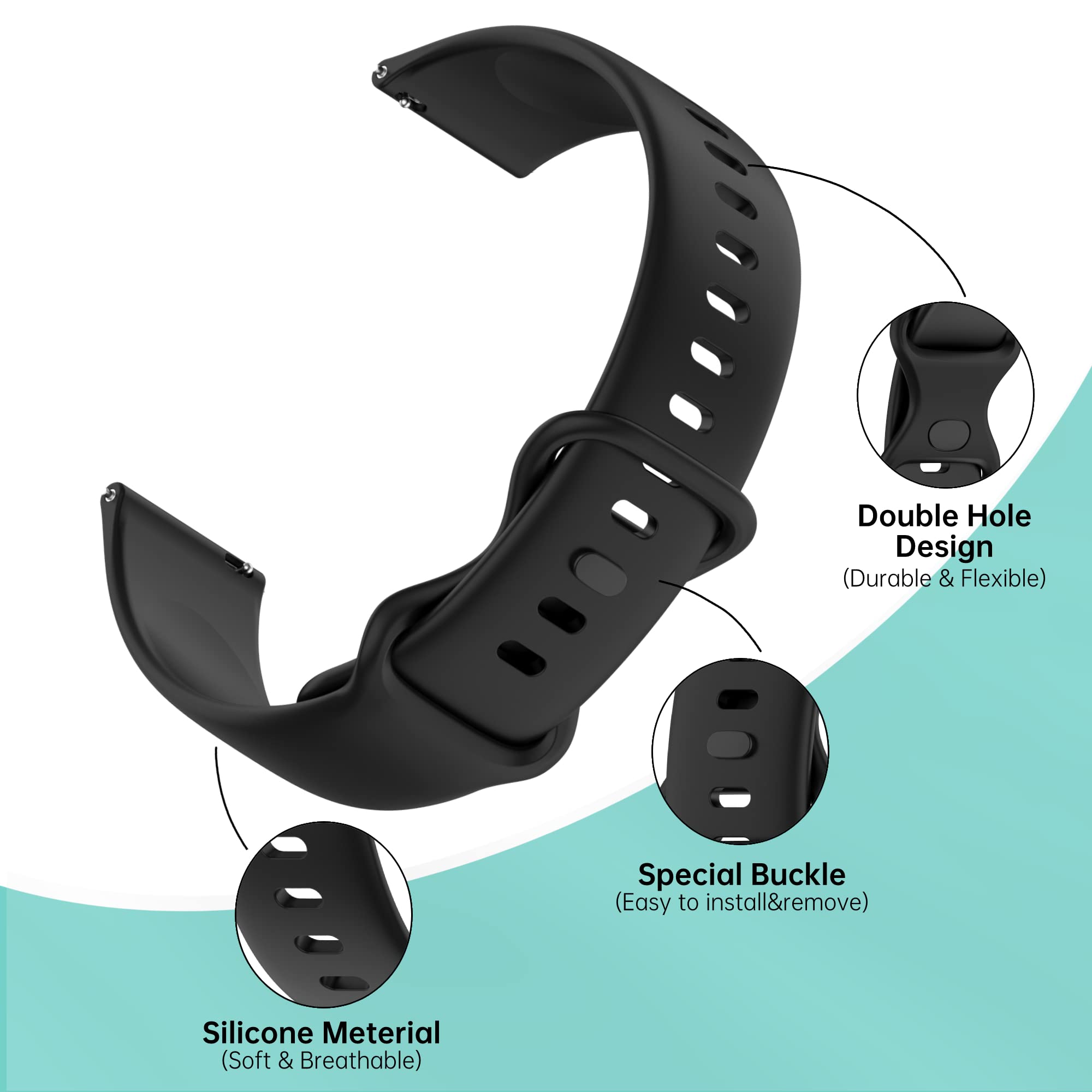 Chofit Compatible with TOZO S3/TOZO S5 Watch Band (Not for S2/S1),Soft Silicone Smart Watch Bands Adjustable Quick Release Wristband Replacement Band Strap Smartwatch Accessories for TOZO S3/S5 Watch