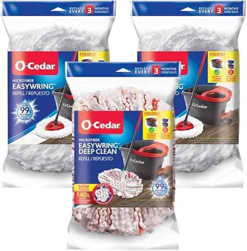 O-Cedar 2 repuestos Easywring + 1 repuesto de limpieza profunda (paquete variado)