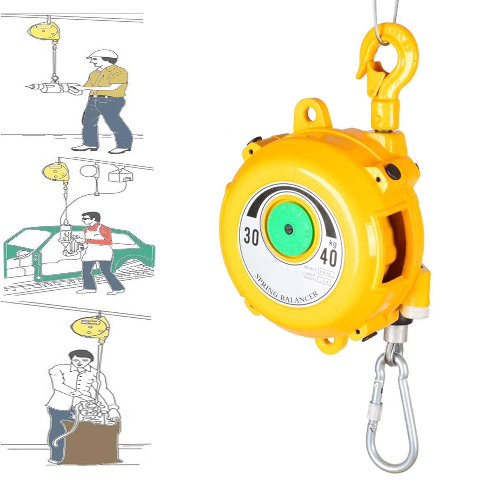 Wprcoqvxl One Color Retractable Spring Balancer Tool 1.5M Wire Rope Hook