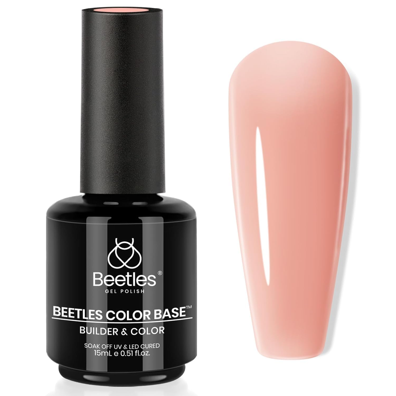 Beetles Nude Color Base Gel Nail Polish, 15ml Rubber Base 5 in 1 Neutral Brown Clear French Tip Color Gel Polish Nail Strengthener Soak Off U V LED Lamp Cure Manicure Design DIY at Home