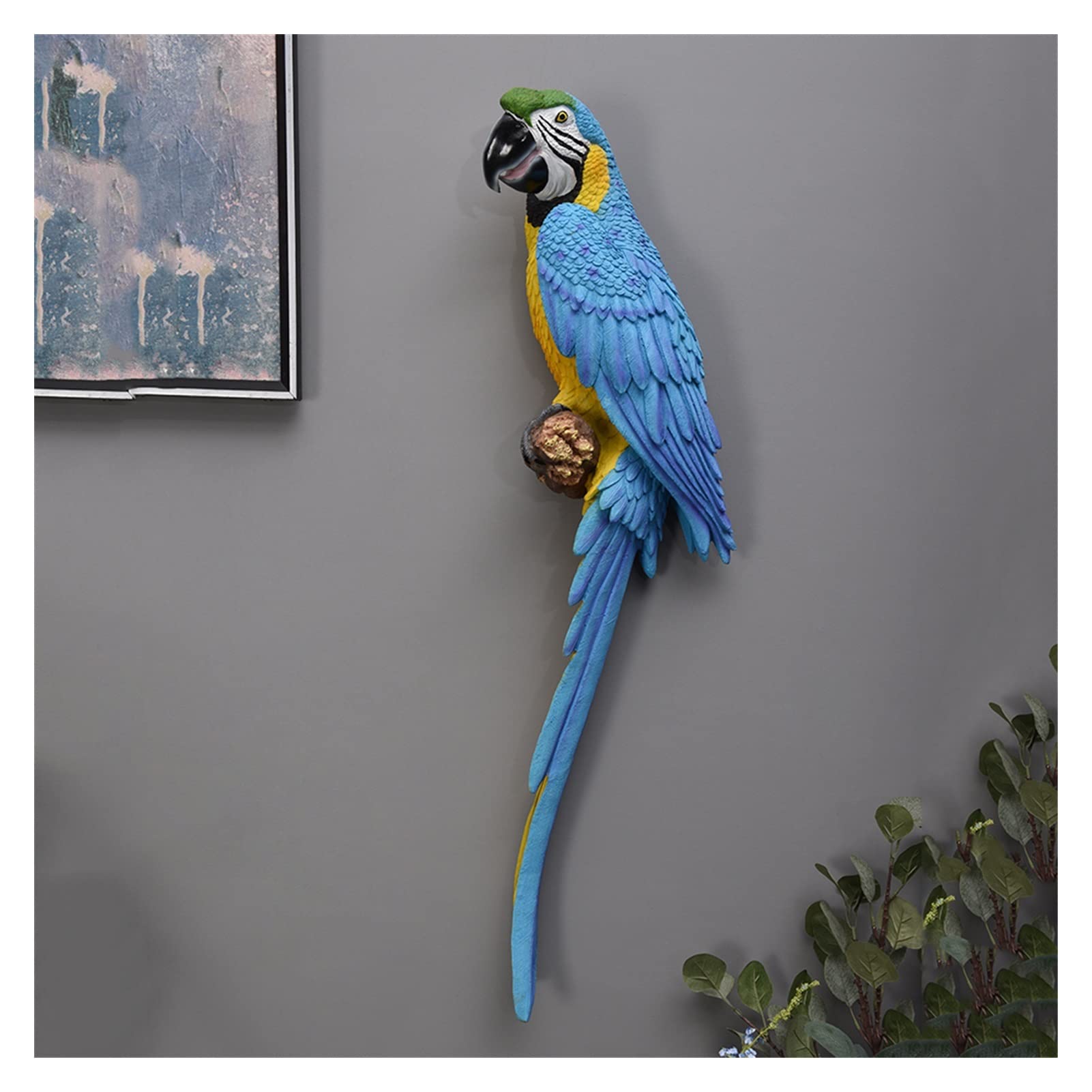 Home Metal Wall Decor, Simulation Parrot Wall Decoration 3D Three-Dimensional Wall Hanging Decor, Creative Wall Pendant Bar KTV Bird Statue Gift for Living Room Bedroom Background