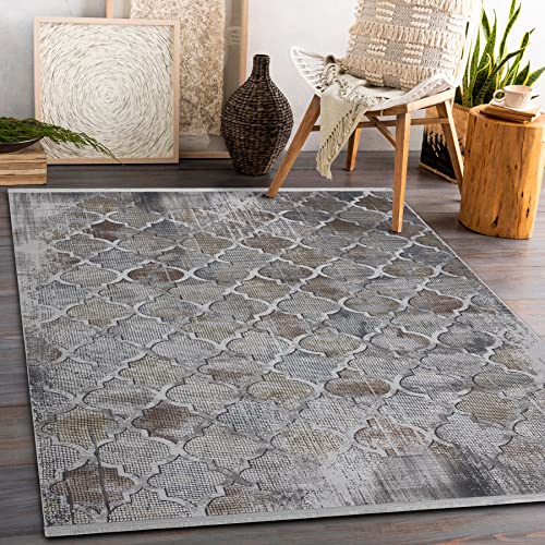 Tapis de salon gris et moutarde 192x290 cm chic et moderne - 2