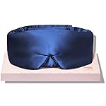 LitBear Silk Sleep Mask for Side Sleeper, Eye Mask Sleeping for Women Men 100% 22 Momme Pure Mulberry Silk, Face-Hugging Padded Eye Cover for Sleeping with Adjustable Band (Midnight Blue)