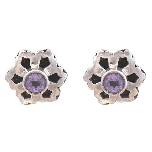 925-92.5 Sterling Silver Amethyst,Garnet,cubic zirconia Stone Fashion Stud Earring for Women and Girls