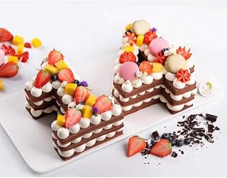 EORTA 0-8 Numeral Cake Stencils Molds 14 Inch Arabic Number Dessert Maker Decorative Fillings Layered Kitchen Baking Tools for DIY Wedding Birthday Anniversary, White