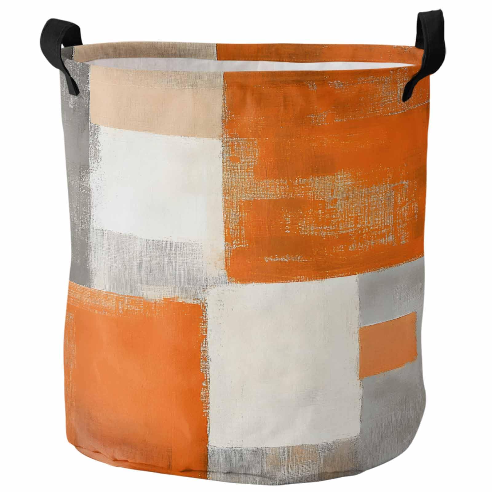 Laundry Basket Rustic Burnt Gray Orange Grey Beige Texture,Waterproof Collapsible Clothes Hamper Geometric Abstract,Large Storage Bag for Bedroom