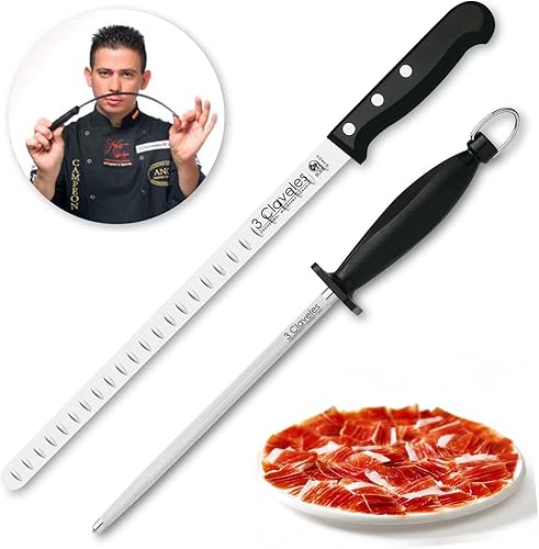 Miniatura 2 de 3 Claveles 00966 Schinkenmesser 11.4 in Wetzstahl und Schinkenabdeckung