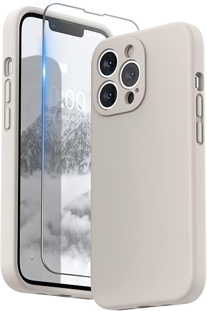 SURPHY Liquid Silicone Case for iPhone 13 Pro Case, Individual Protection for Each Lens Shockproof Rubber Full Body Thickened Design for iPhone 13 Pro 6.1 inch 2021, Stone