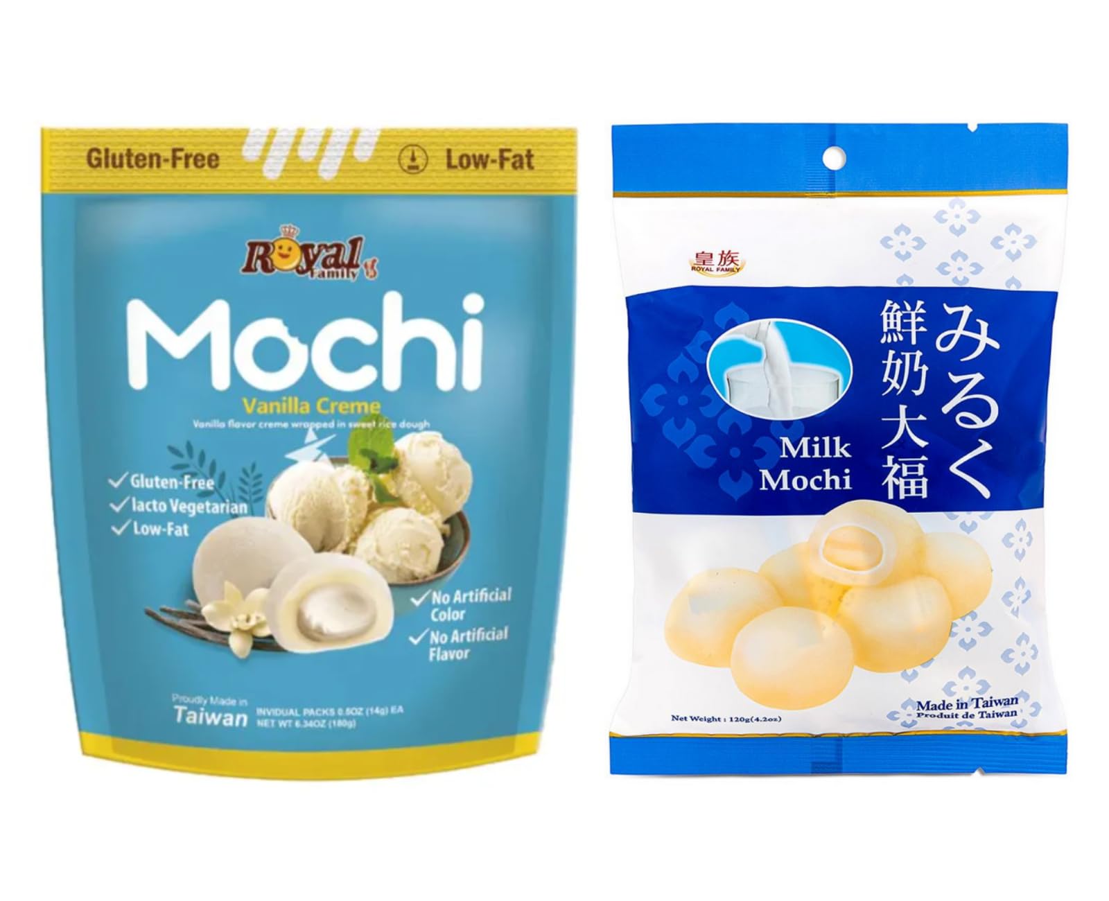 Royal Family Mochi - Korean Cuisine - Glutenous Rice Treats - 2 packs - Halal (MILK/VANILLA)