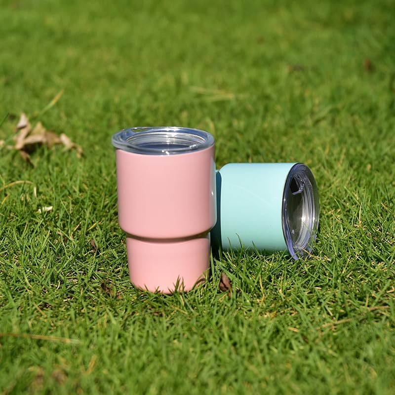 Miniatura 5 de AGH 108 vasos de 3 onzas con popote y tapa, vasos de sublimación de acero inoxidable de color, vasos de doble pared con aislamiento al vacío